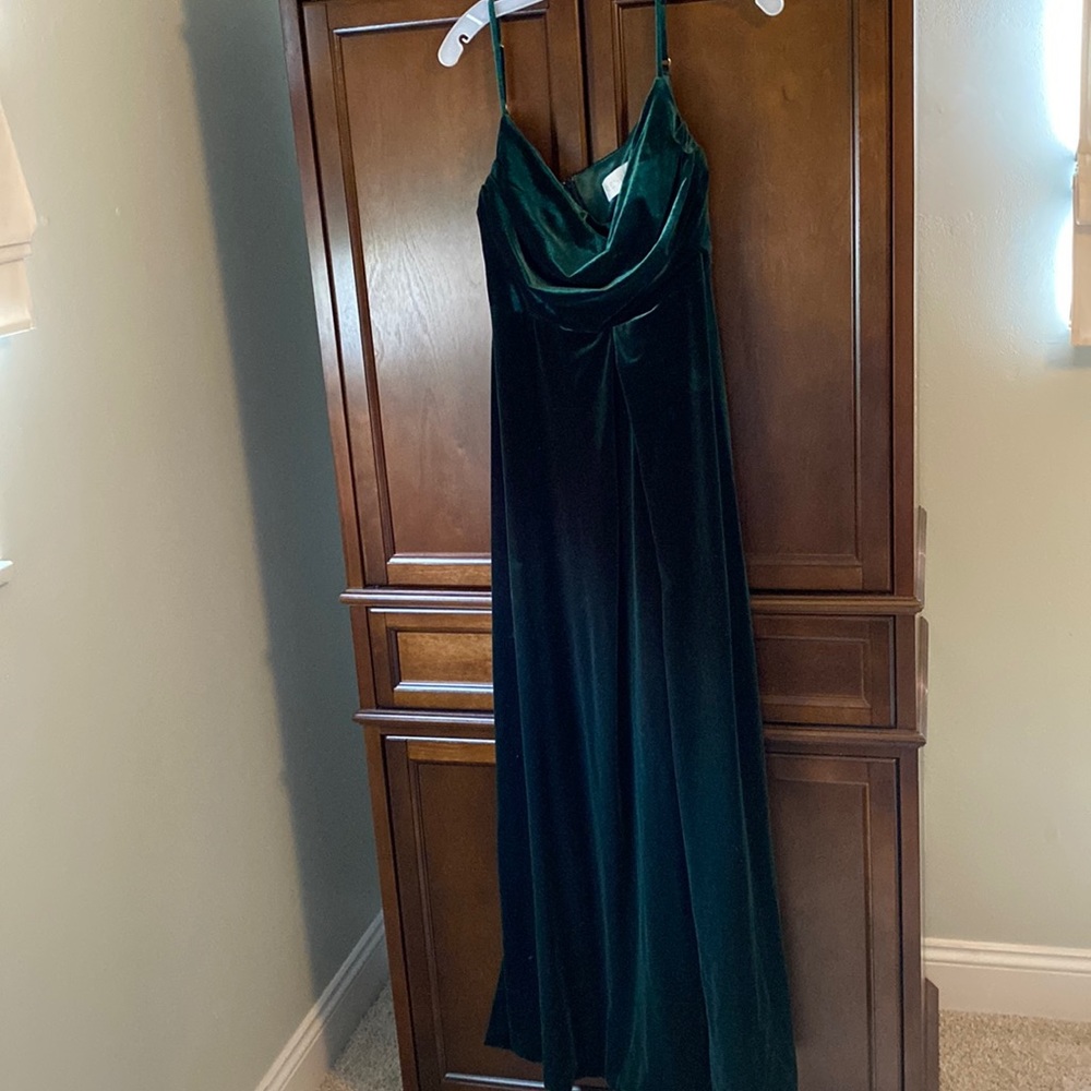 Bridesmaid Dress from Revelry. Emerald Velvet - size 14